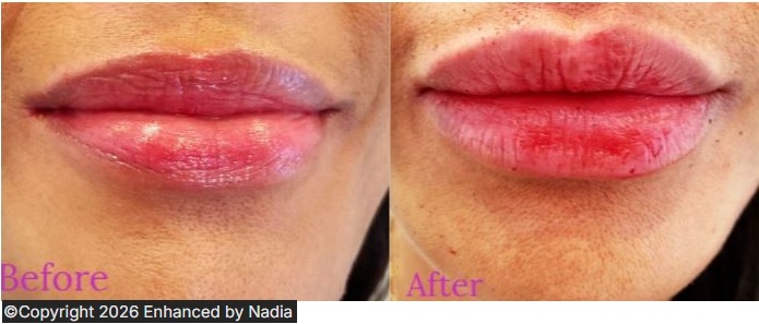 HA filler before and after: lip enhancement